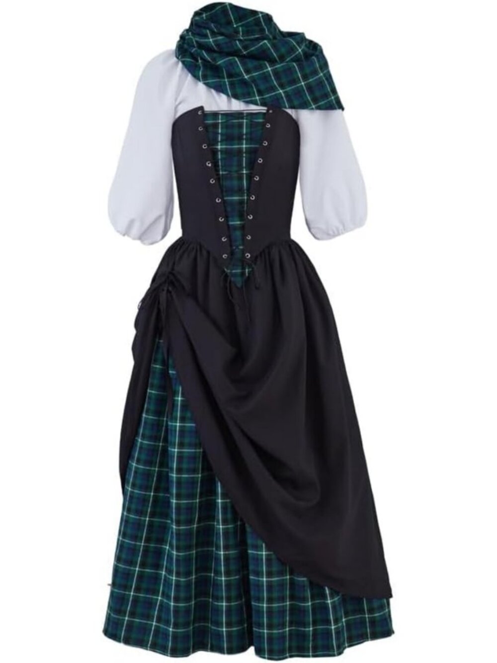 Saniplaycos Traditional Scottish Plaid Dress Highland Renaissance Costume